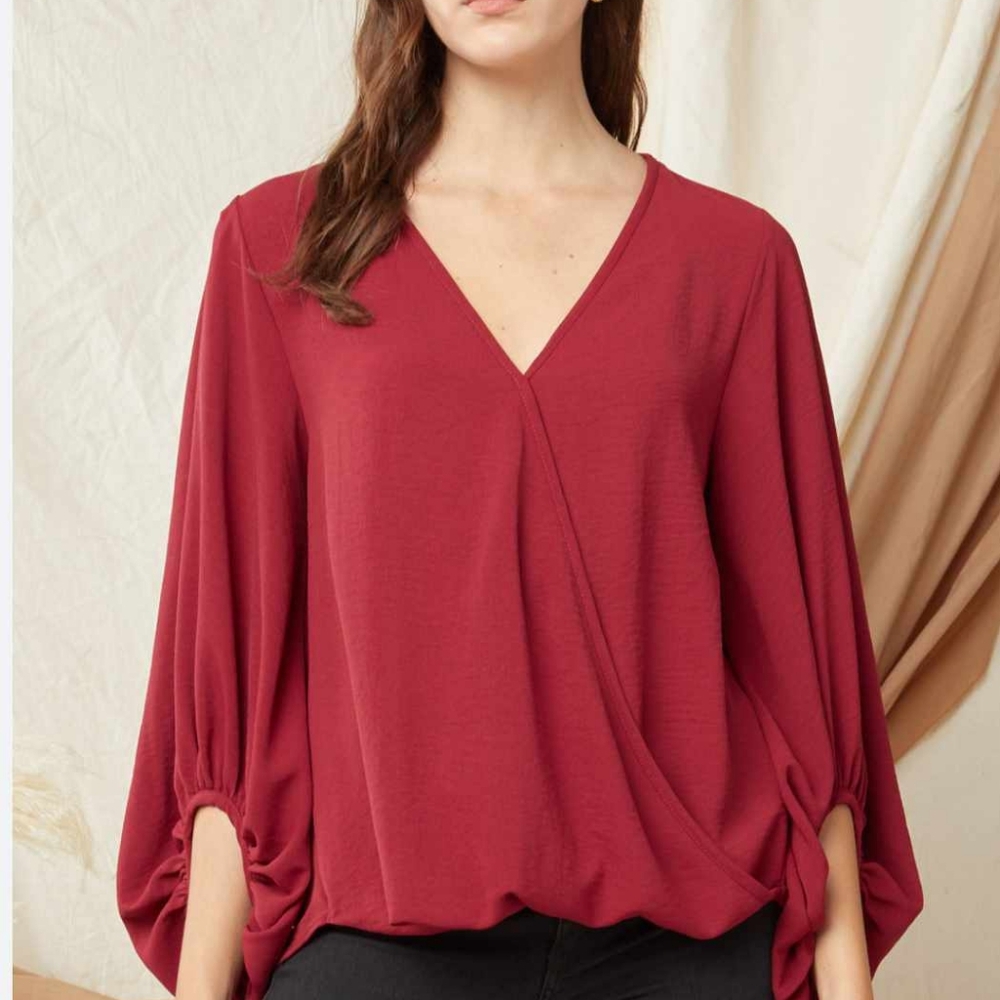Entro bubble sleeve Red/Burgundy top size L